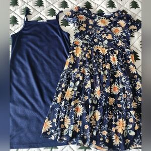 Knitworks Navy and Floral Kids Dress Set